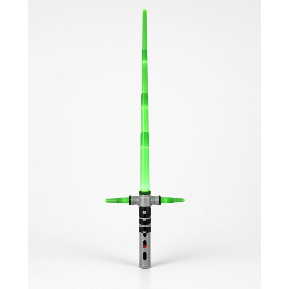 Vintage Green Crossguard Light Saber Toy Extendable Light and Sound Effects